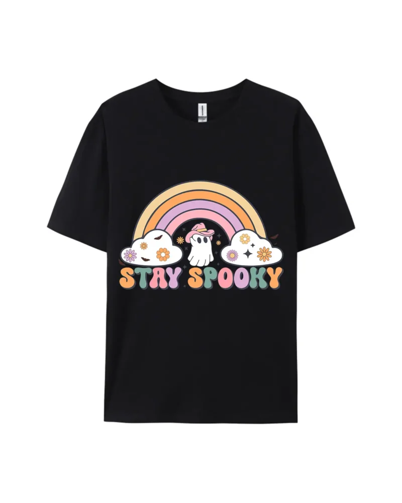 Stay Spooky Ghost Rainbow Graphic Tee - Image 2