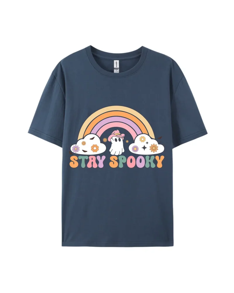 Stay Spooky Ghost Rainbow Graphic Tee - Image 3