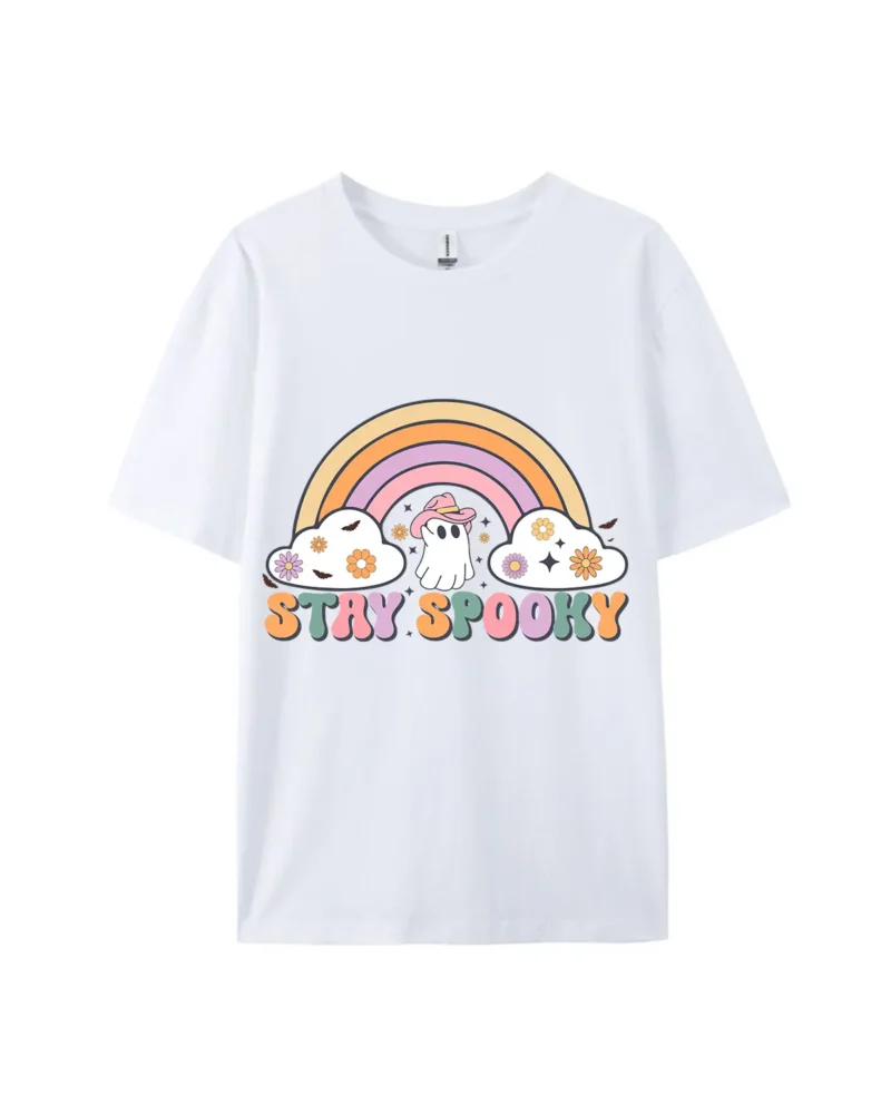 Stay Spooky Ghost Rainbow Graphic Tee - Image 4
