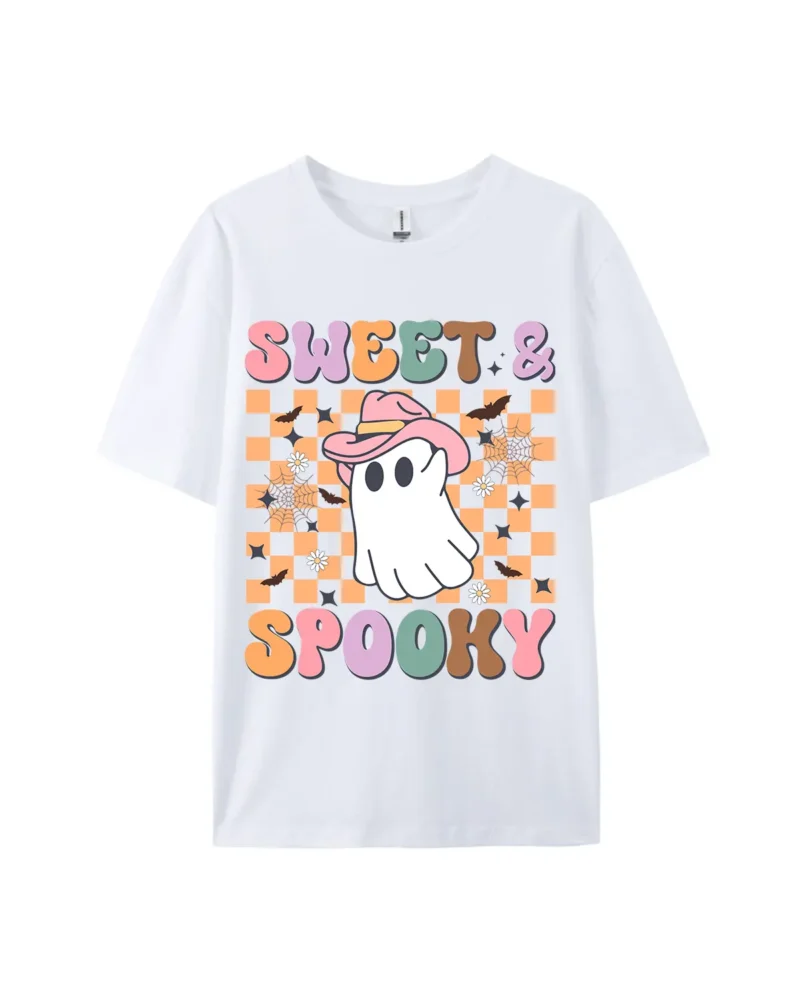 Halloween Sweet & Spooky Ghost Graphic Tee - Image 4