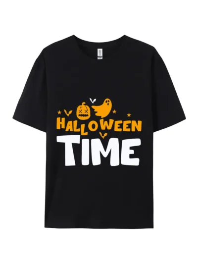 Halloween Time Pumpkin Ghost Bat Graphic Tee