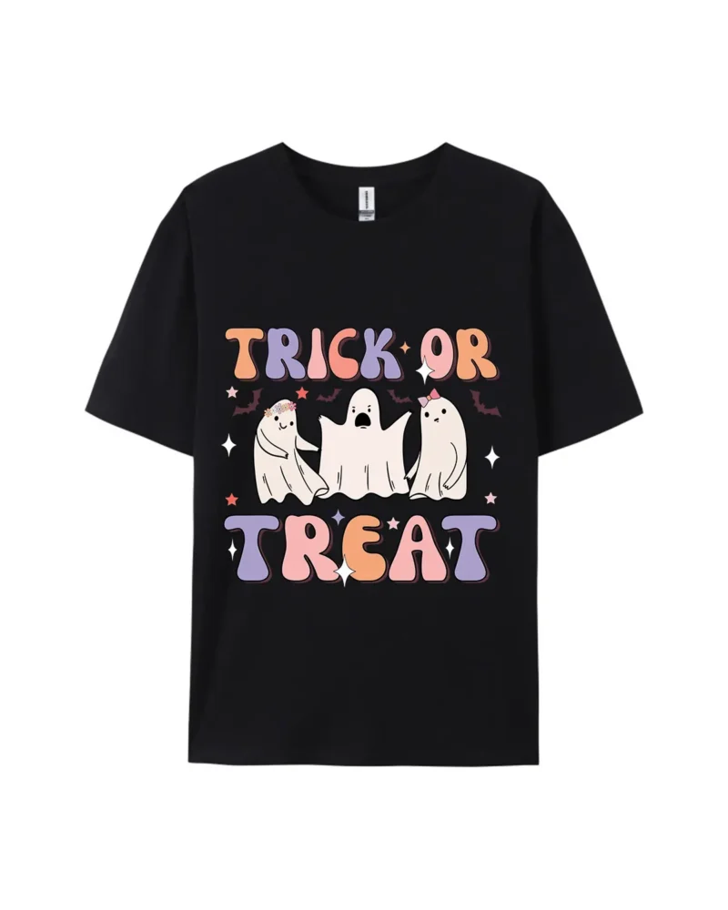 Halloween Trick Or Treat Ghost Graphic Tee - Image 2