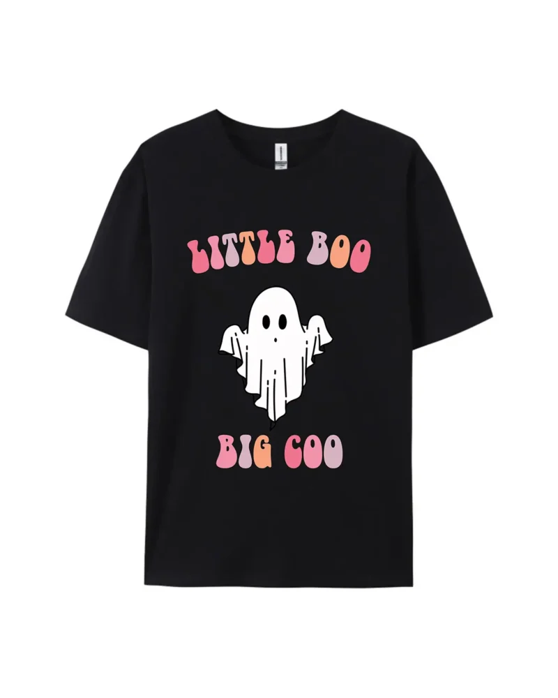 Halloween“Little Boo Big Coo”Ghost Graphic Tee - Image 2