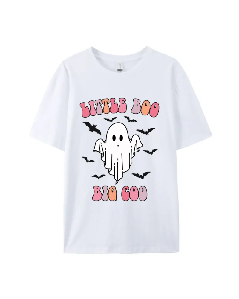 Halloween“Little Boo Big Coo”Ghost Graphic Tee - Image 4