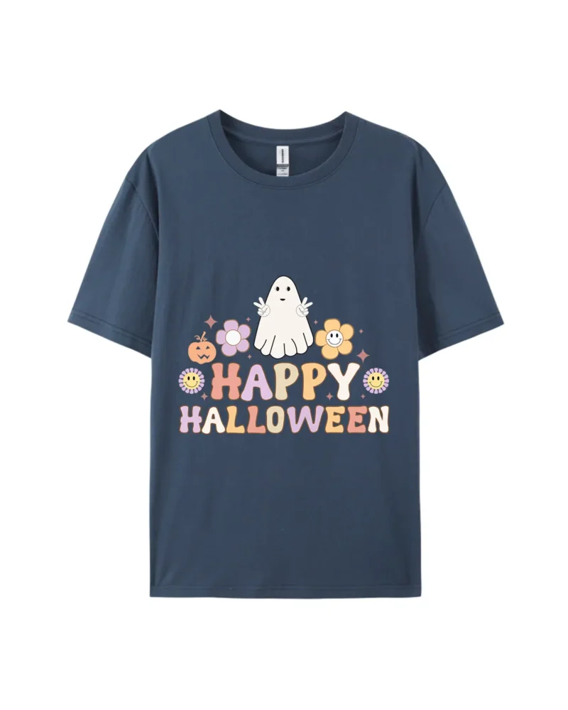 Happy Halloween Ghost Style Graphic Tee - Image 3