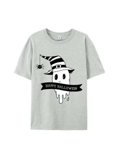 Halloween Ghost with Witch Hat Graphic Tee