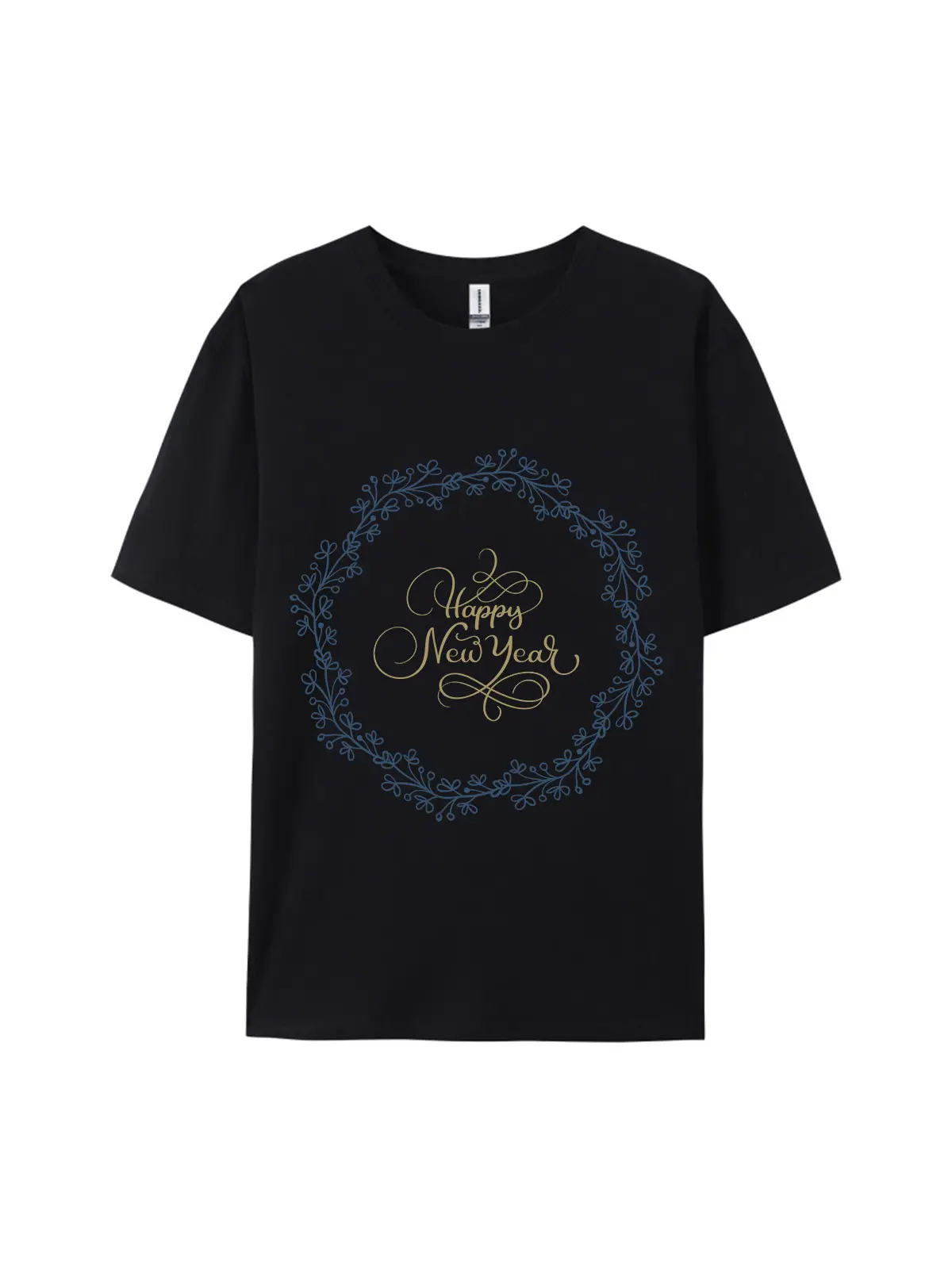 New Year Floral Wreath Graphic Tee For Women Men - Image 2