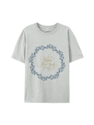 New Year Floral Wreath Graphic Tee For Women Men