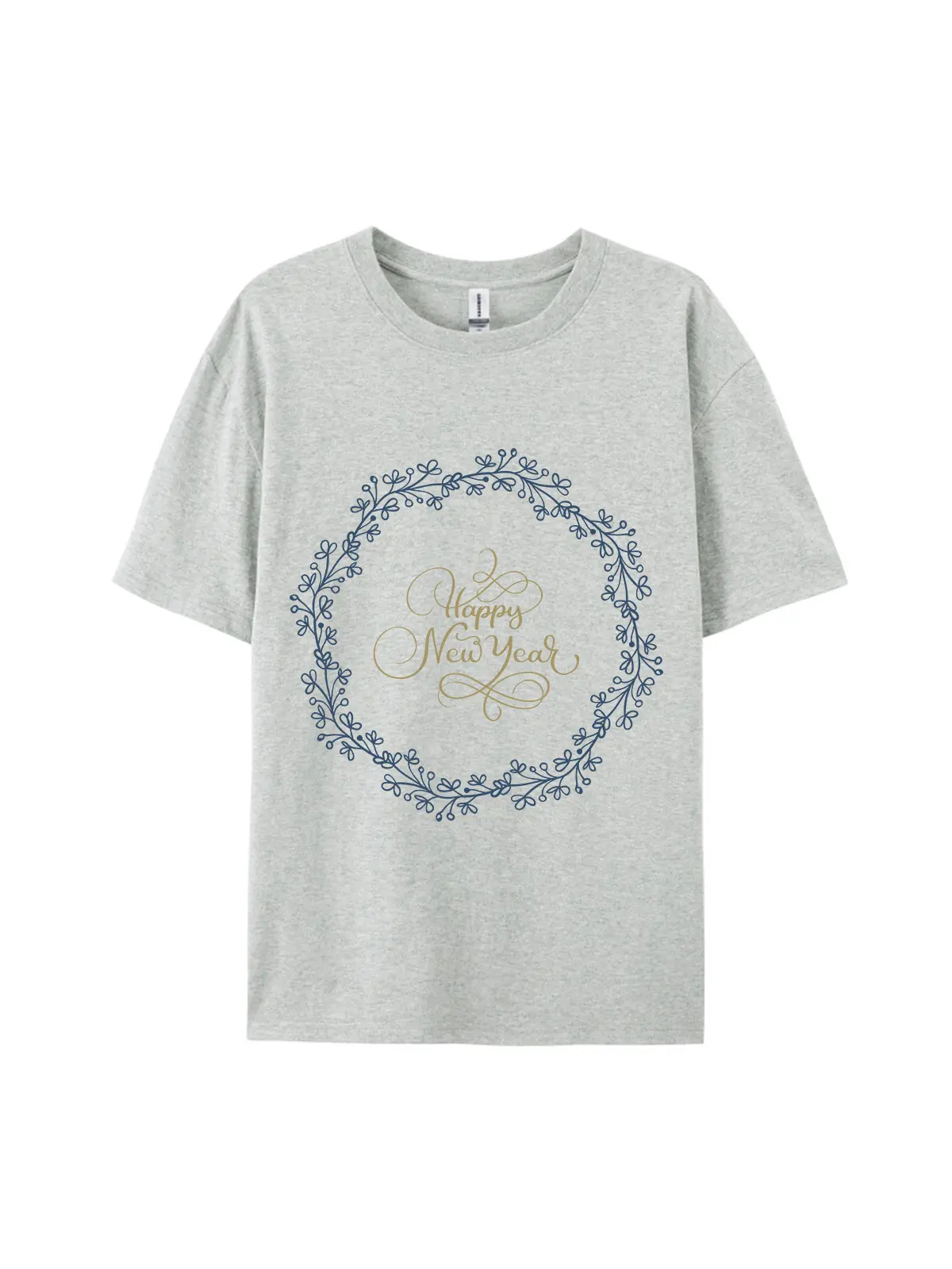 New Year Floral Wreath Graphic Tee For Women Men