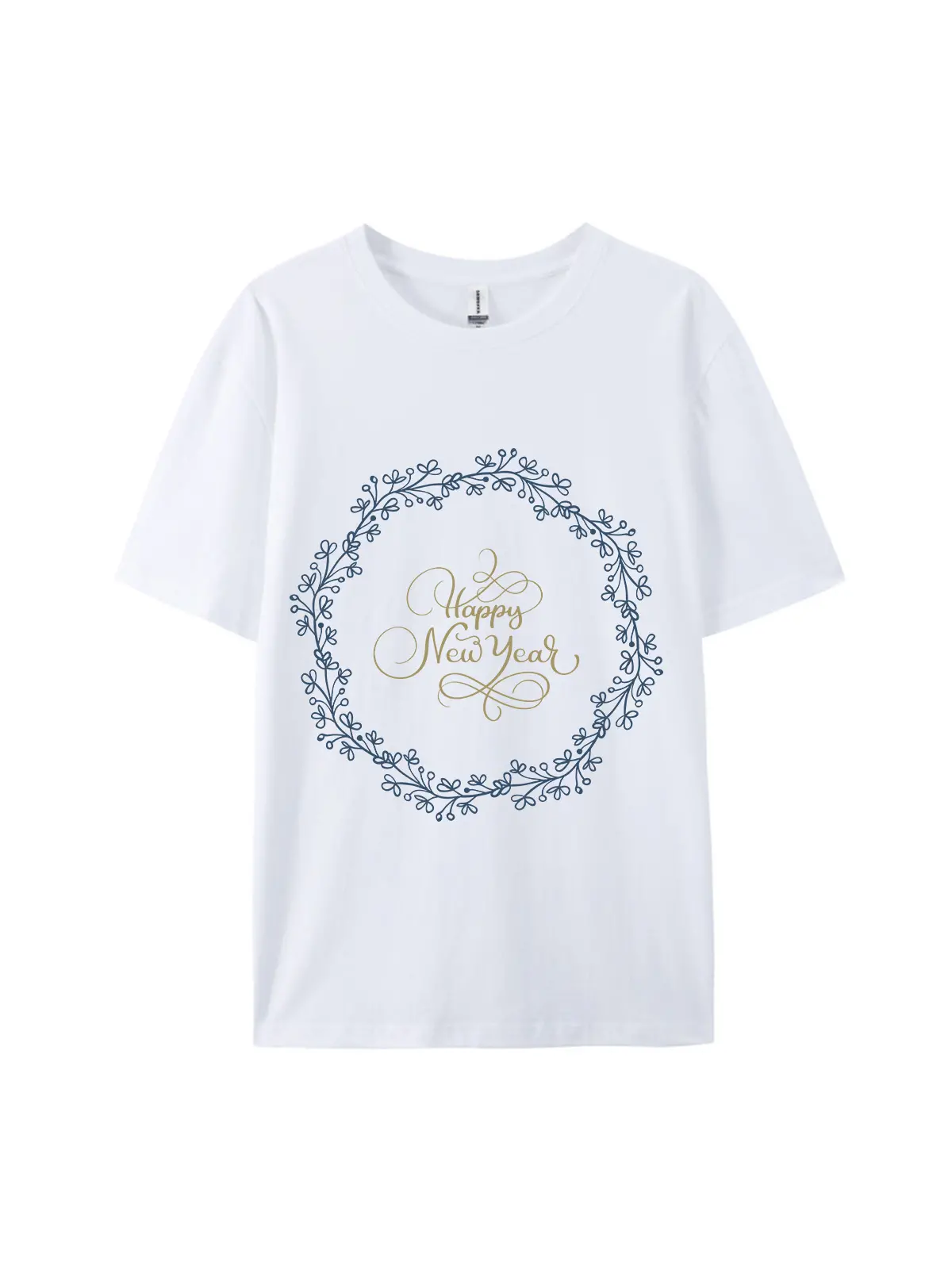 New Year Floral Wreath Graphic Tee For Women Men - Image 3