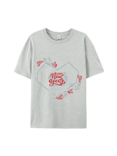 New Year Geometric Heart Graphic Tee For Women Men