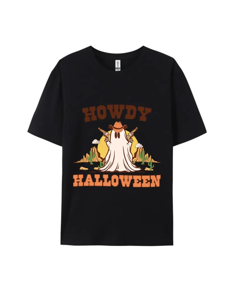 Howdy Halloween Cowboy Ghost A Graphic Tee - Image 2