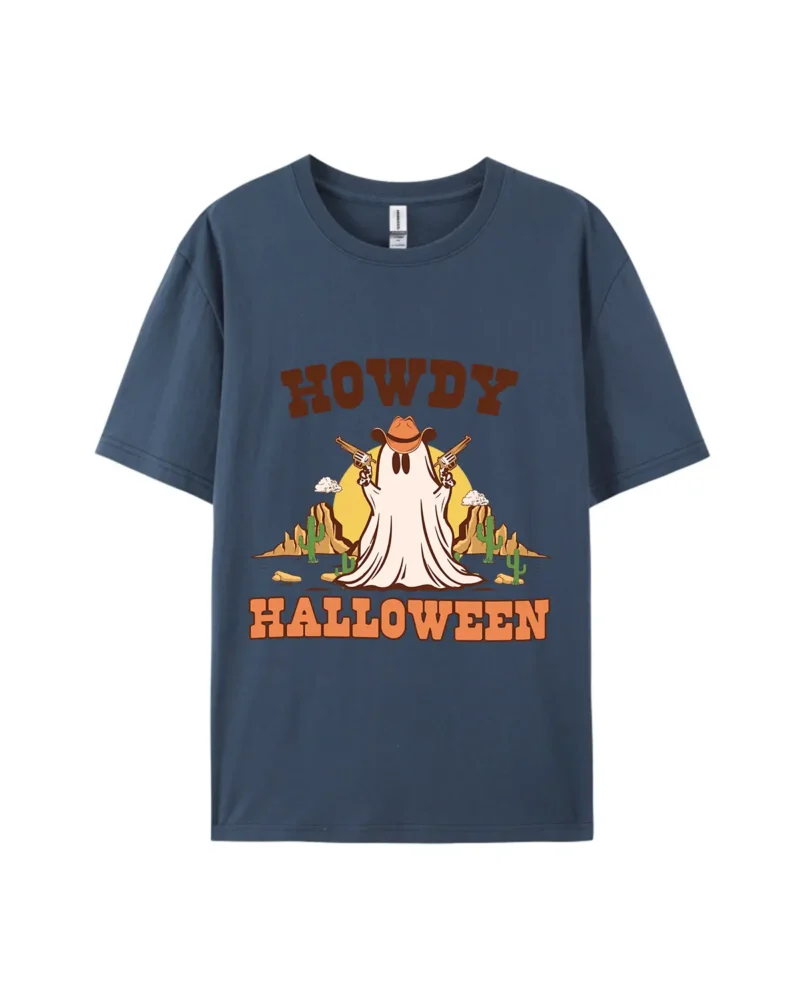 Howdy Halloween Cowboy Ghost A Graphic Tee - Image 3