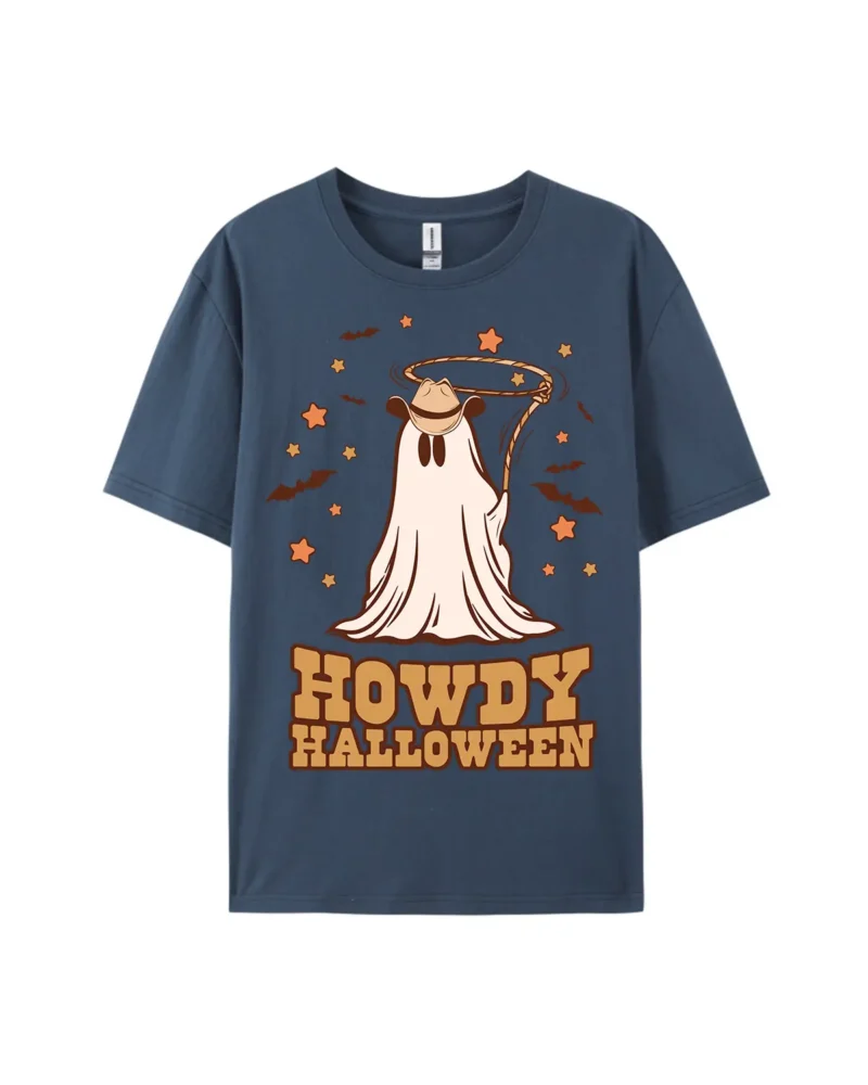 Howdy Halloween Cowboy Ghost Graphic Tee - Image 3