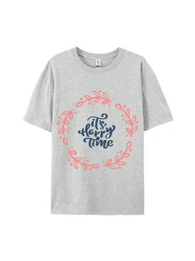 Happy Time Floral Wreath Graphic Tee For Women Men