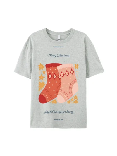 Merry Christmas Socks Graphic Tee For Women Men