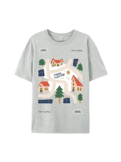 Merry Christmas Village Map Graphic Tee For Women Men