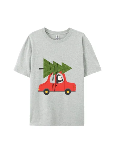 Penguin with Christmas Tree Graphic Tee For Women Men