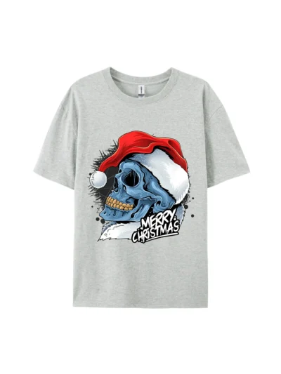 Santa Hat Cold Skull Christmas Graphic Tee