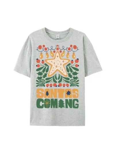 Santas Coming Star Cookie Graphic Tee For Women Men