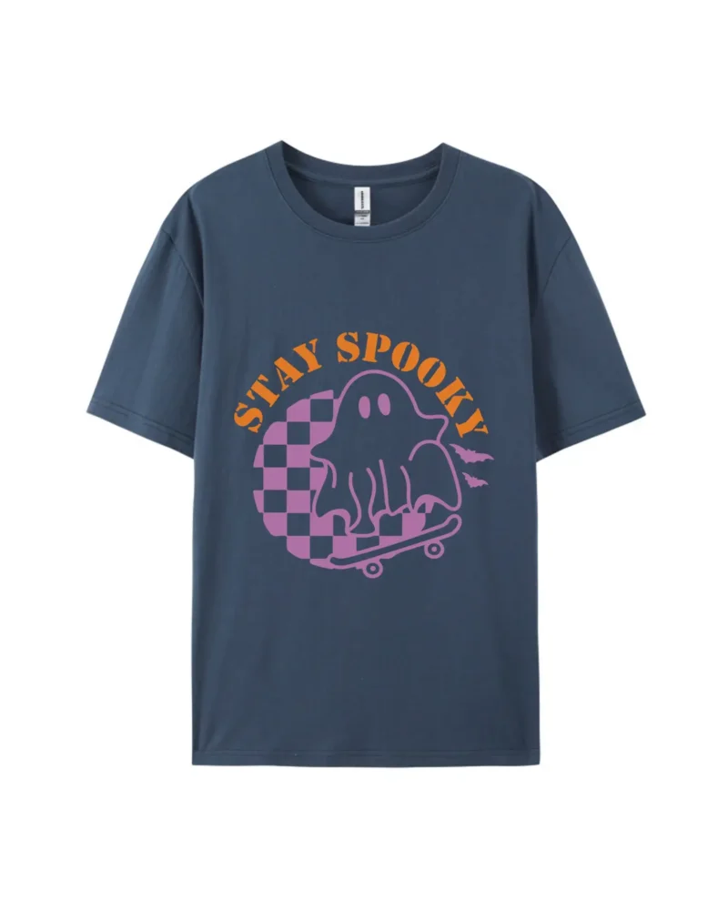 Stay Spooky Ghost Skateboarding Print Tee - Image 3