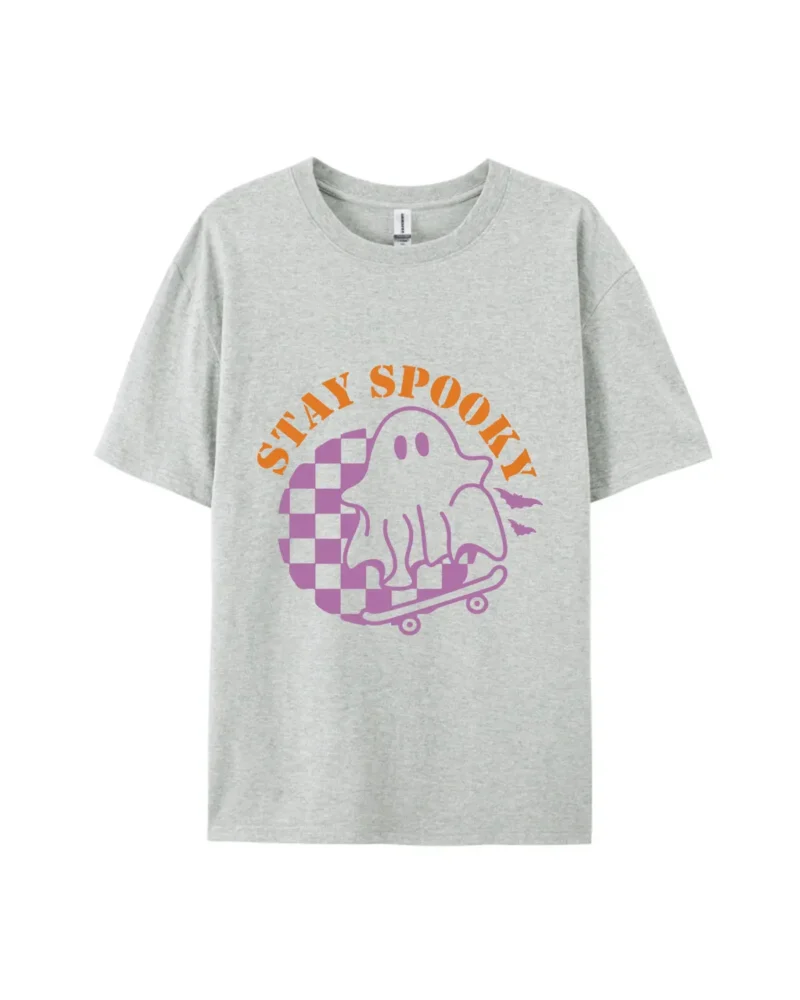Stay Spooky Ghost Skateboarding Print Tee
