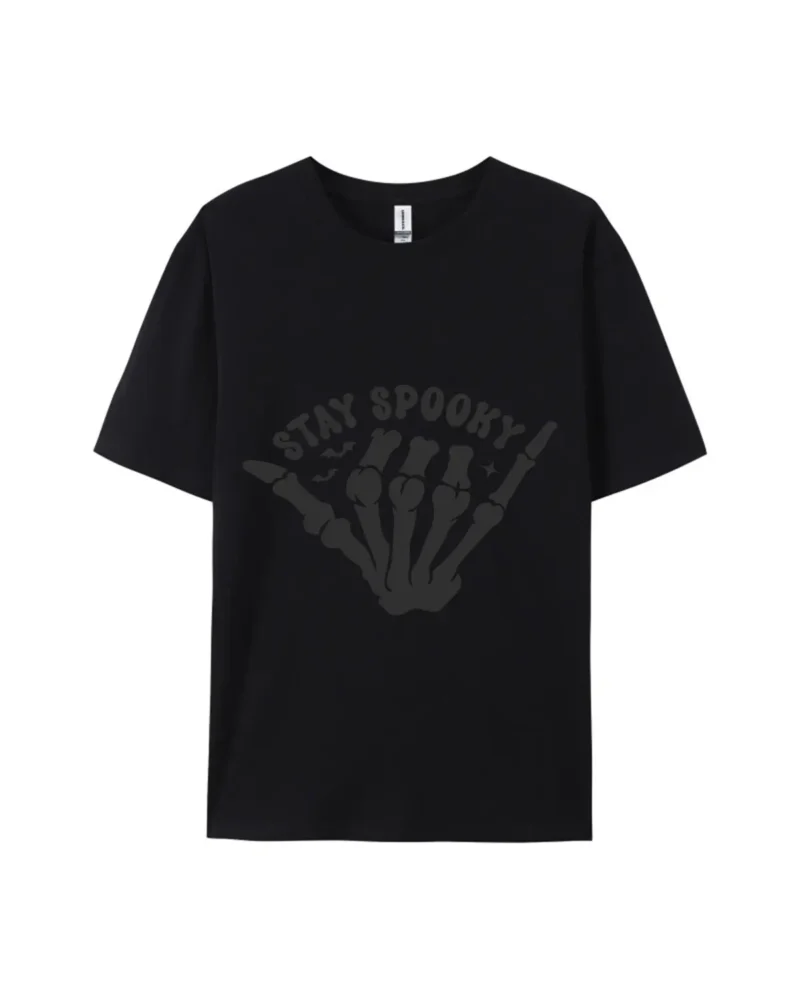 Stay Spooky Skeleton Hand Bat Star Print Tee - Image 2