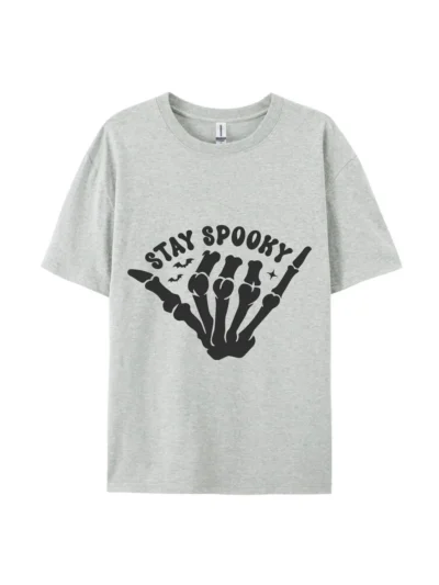 Stay Spooky Skeleton Hand Bat Star Print Tee
