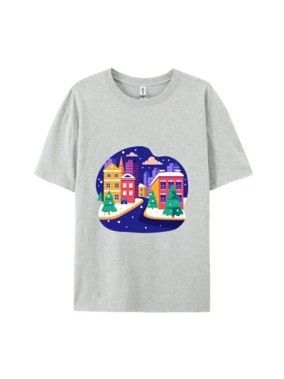 Winter City Scene Graphic Tee For Women Men