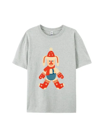 Xmas Bunny in Festive Hat Graphic Tee For Women Men