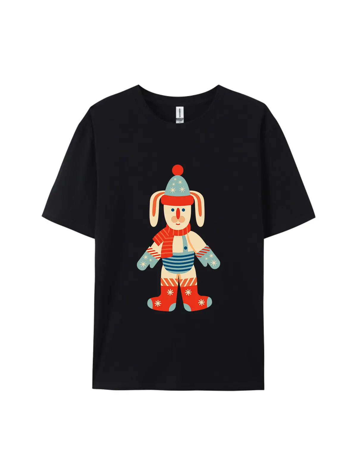 Xmas Bunny in Winter Hat Graphic Tee For Women Men - Image 2