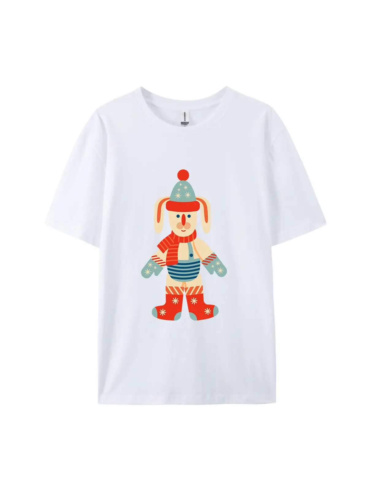 Xmas Bunny in Winter Hat Graphic Tee For Women Men - Image 3