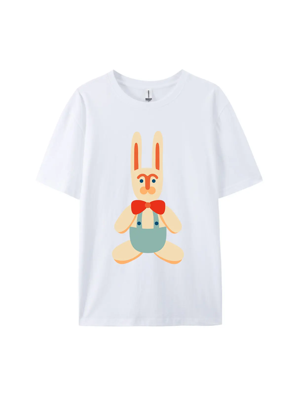 Xmas Bunny with Overalls Graphic Tee For Women Men - Image 3