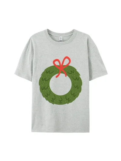 Christmas Wreath Red Bow Graphic Tee For Women Men