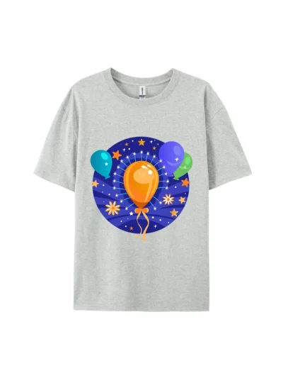 Festive Balloons with Fireworks Graphic Tee For Women Men