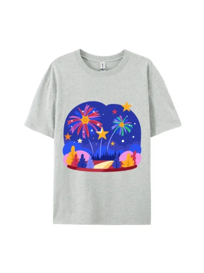 Fireworks and Stars Graphic Tee For Women Men