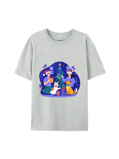 Christmas Scene with Couple Graphic Tee For Women Men
