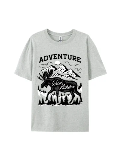 ADVENTURE Moose Walking Graphic Tee For Women Men