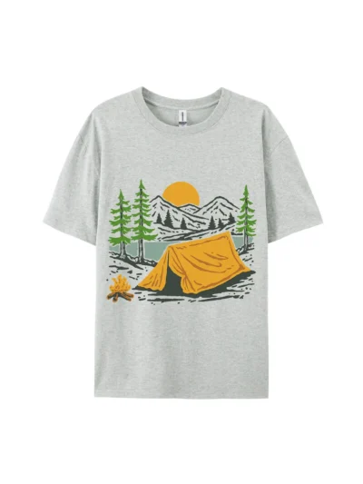 Camping Tent Mountain Graphic Tee For Women Men