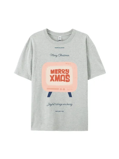 Merry Xmas Retro TV Graphic Tee For Women Men