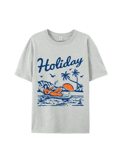 Holiday Beach Relaxing Scene Graphic Tee For Women Men