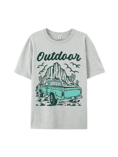 Outdoor Truck Desert Scene Graphic Tee For Women Men