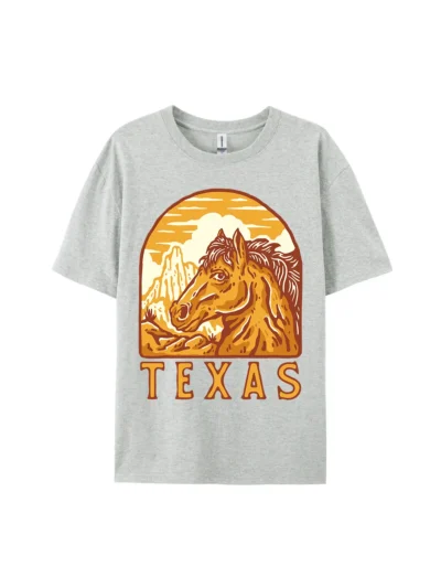 TEXAS Horse Head Desert Scene Graphic Tee For Women Men