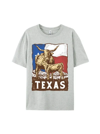 TEXAS Longhorn Cattle Standing Graphic Tee For Women Men