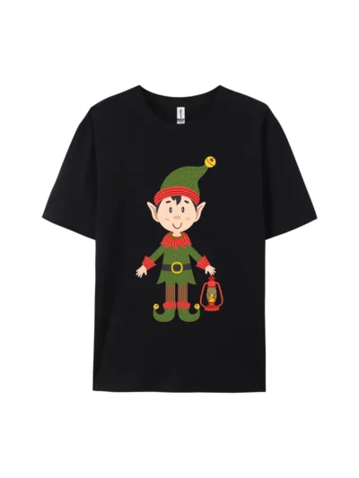 Christmas Elf with Lantern Graphic Tee For Women Men
