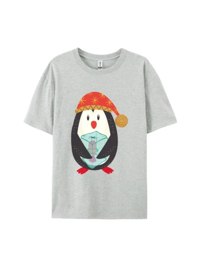 Christmas Penguin with Gift Graphic Tee For Women Men